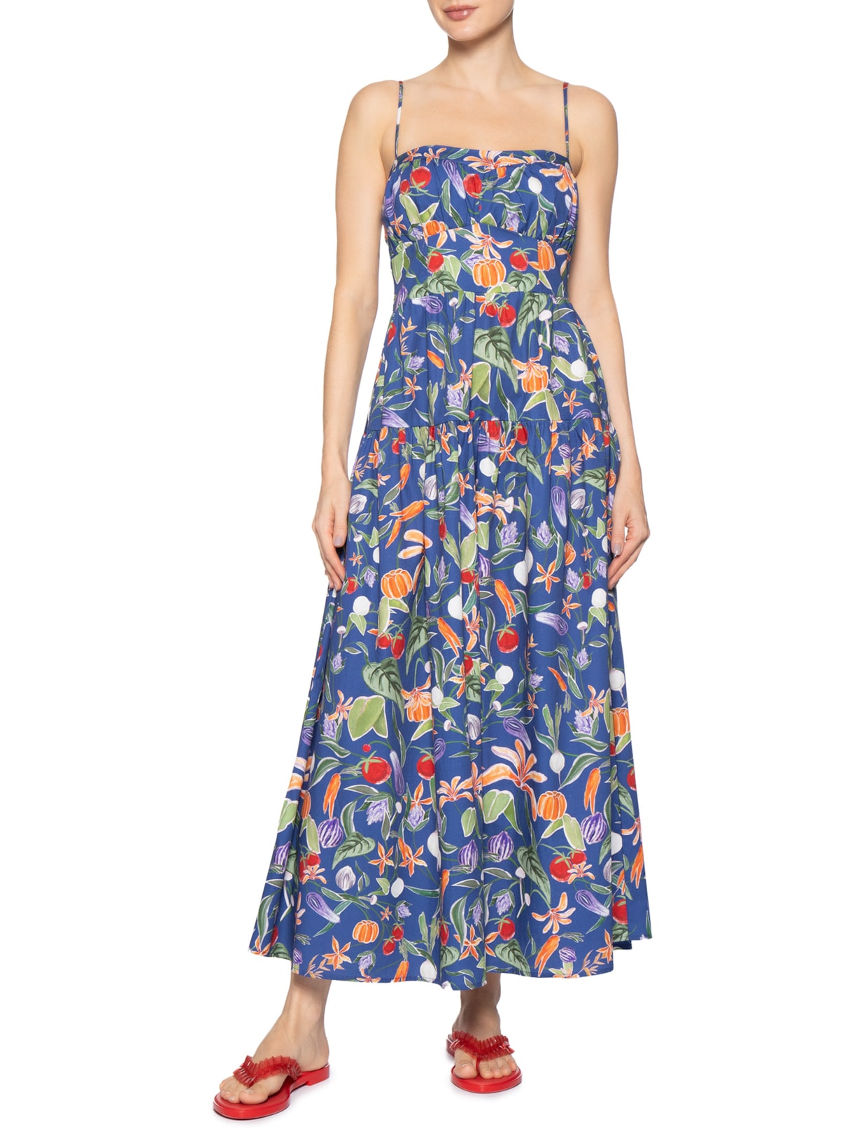 Vestido Midi Legumes Azul Farm