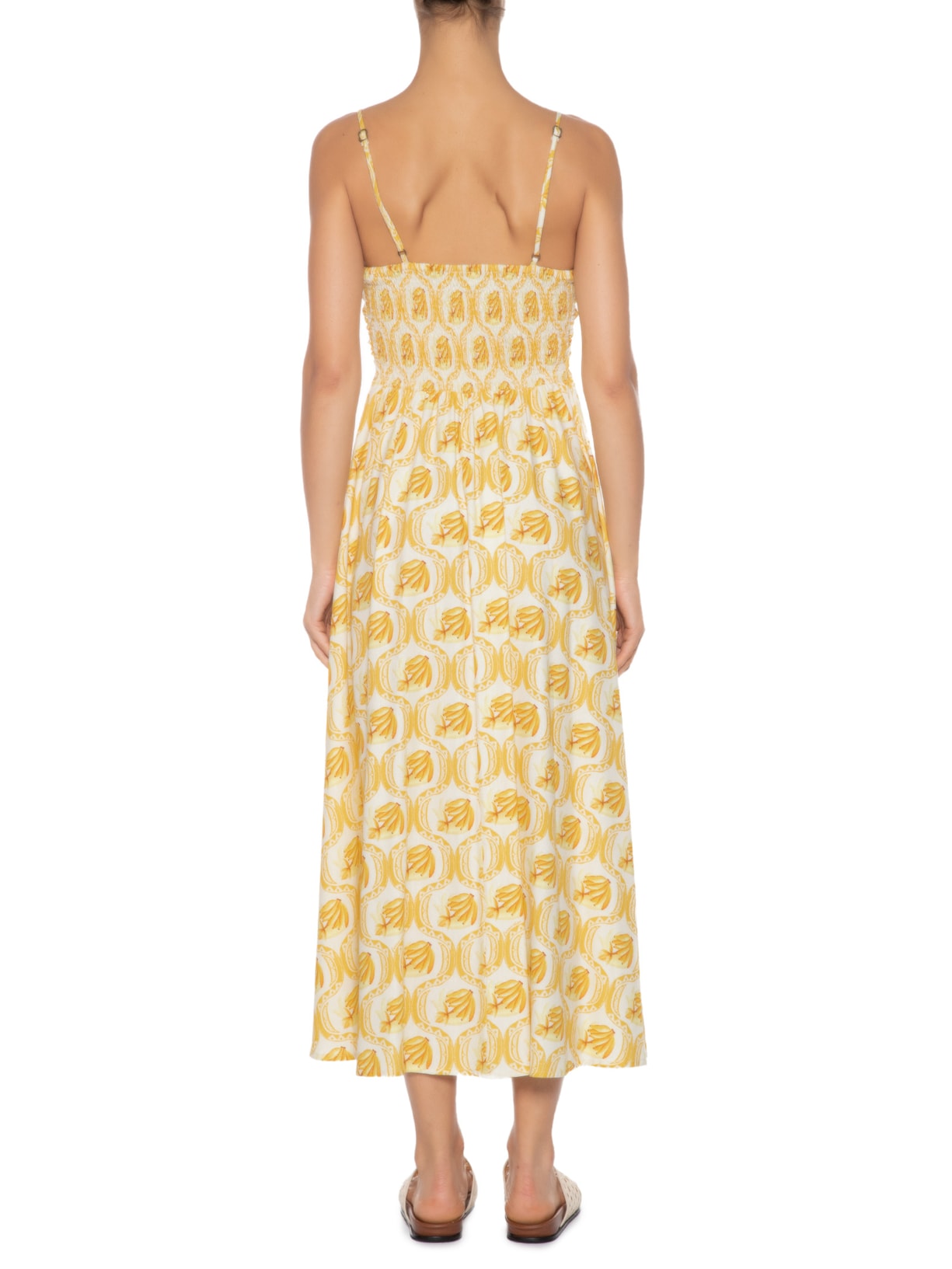 Vestido Midi Lembrança De Verão Banana Amarelo Farm