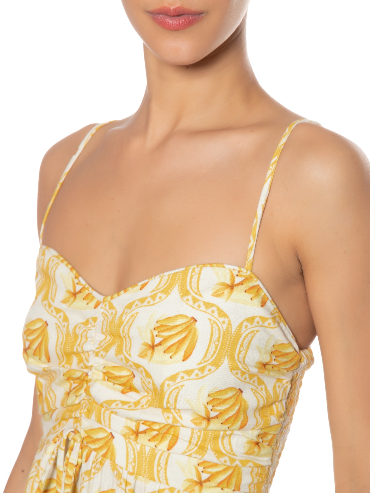 Vestido Midi Lembrança De Verão Banana Amarelo Farm