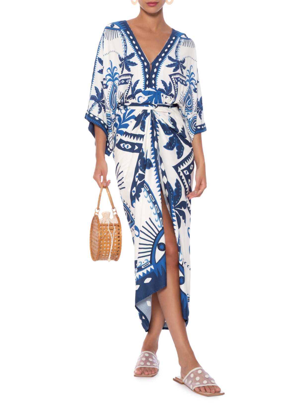 Vestido Midi Lenço Astral Azul Farm