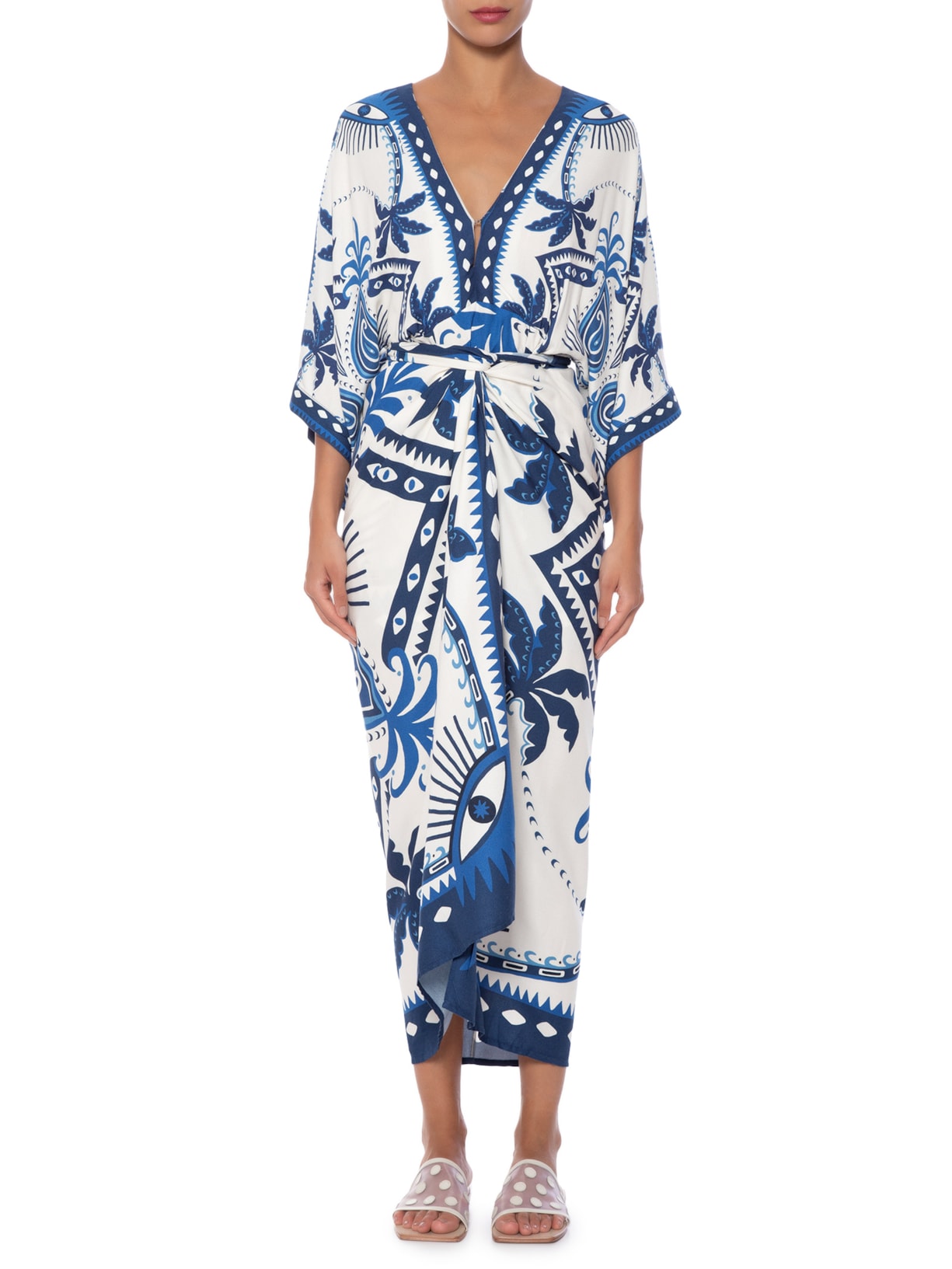 Vestido Midi Lenço Astral Azul Farm