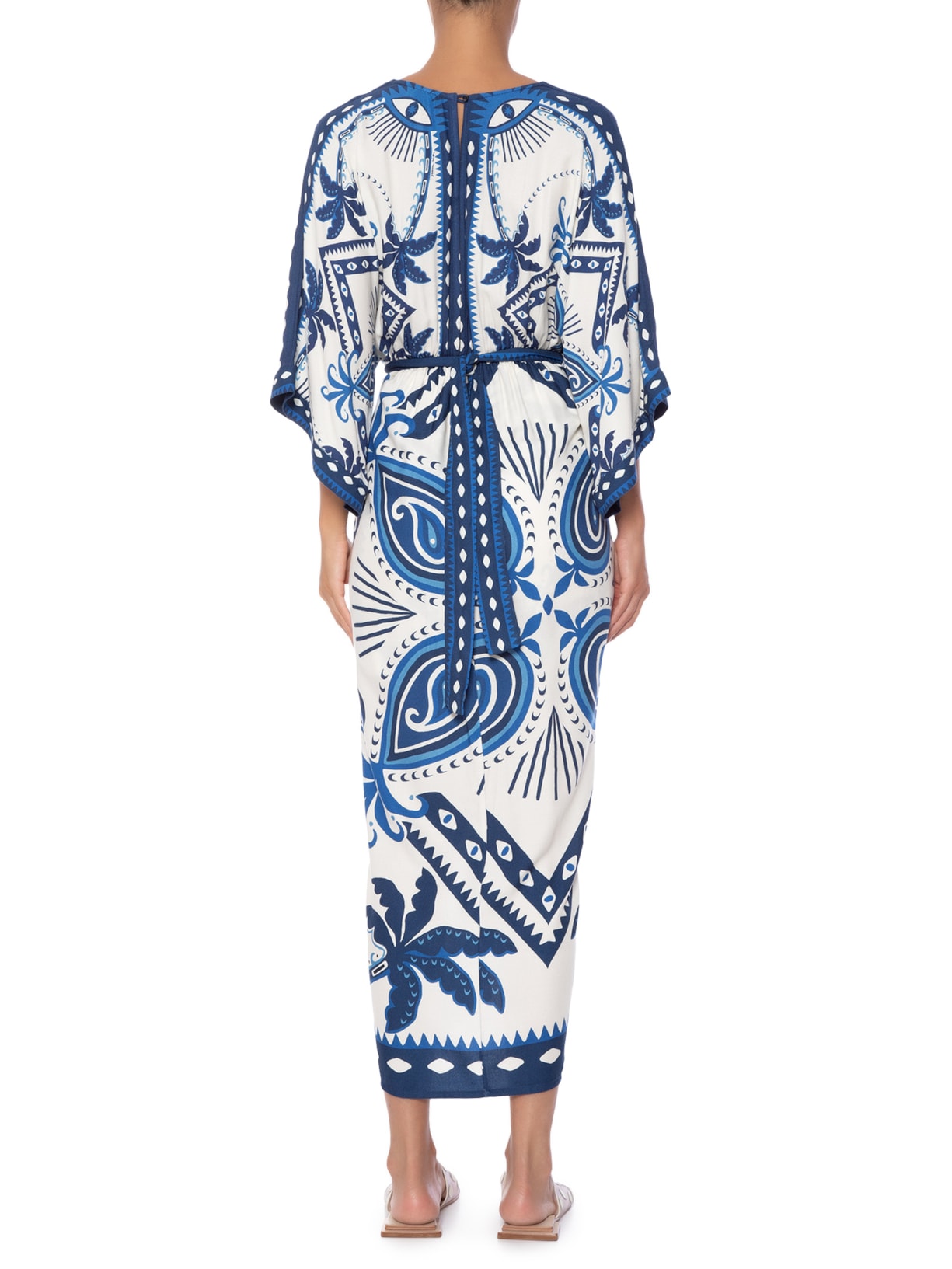 Vestido Midi Lenço Astral Azul Farm