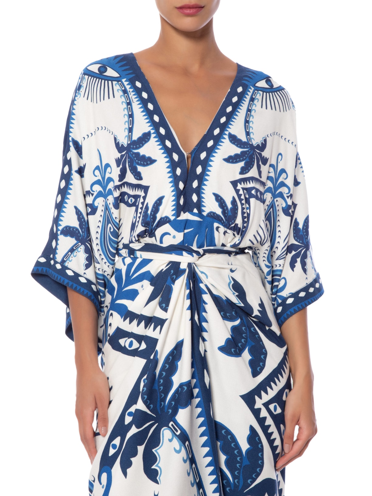 Vestido Midi Lenço Astral Azul Farm