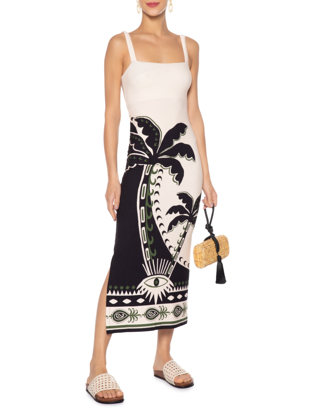 Vestido Midi Lenço Astral Bege Farm