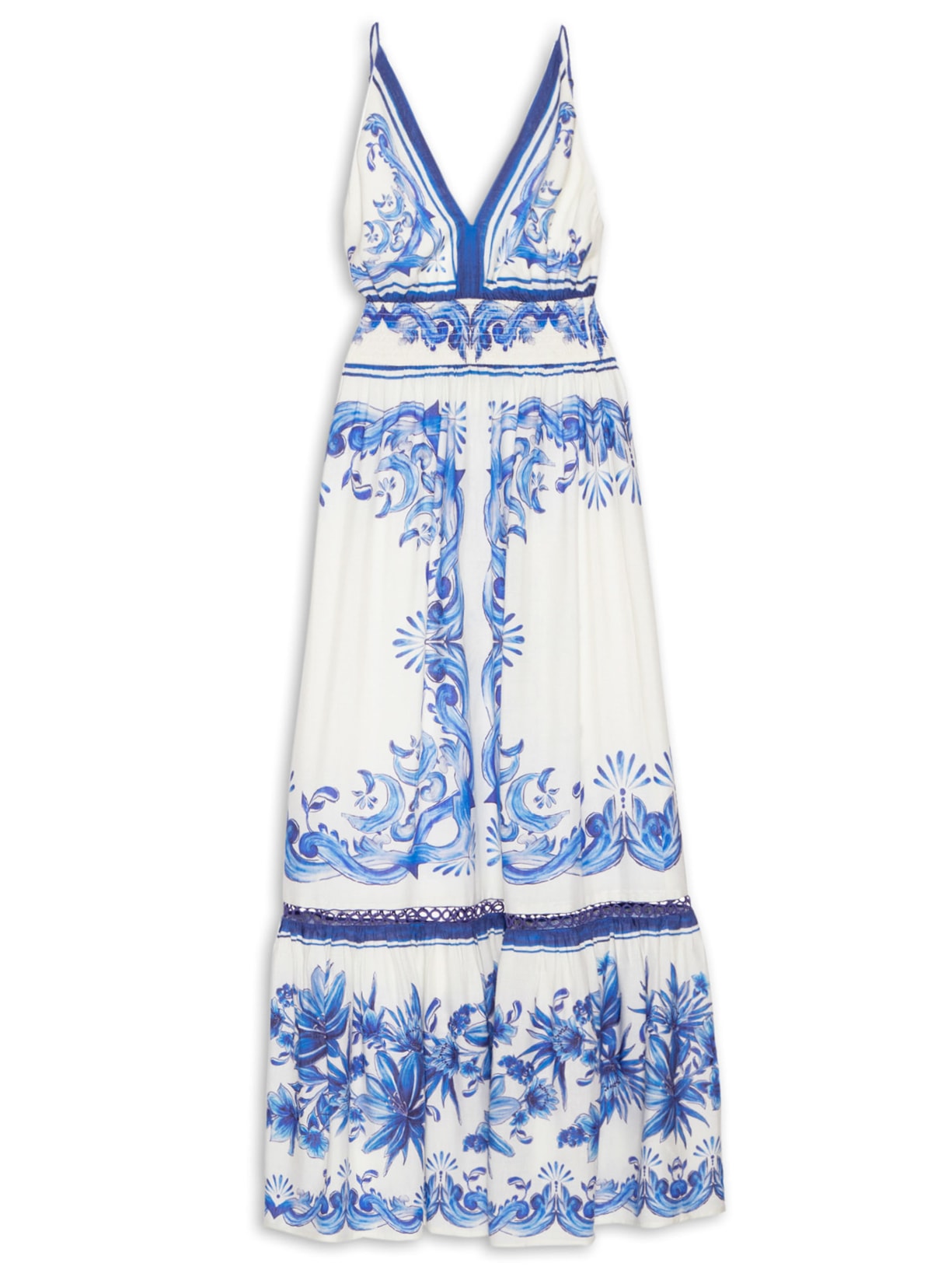 Vestido Midi Lenço Azul Azulejo - Azul