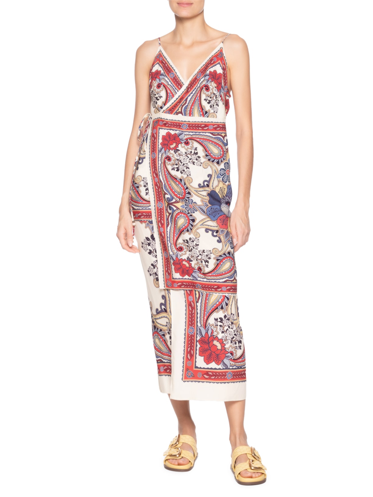 Vestido Midi Lenço Borboleta Retro Off White Farm