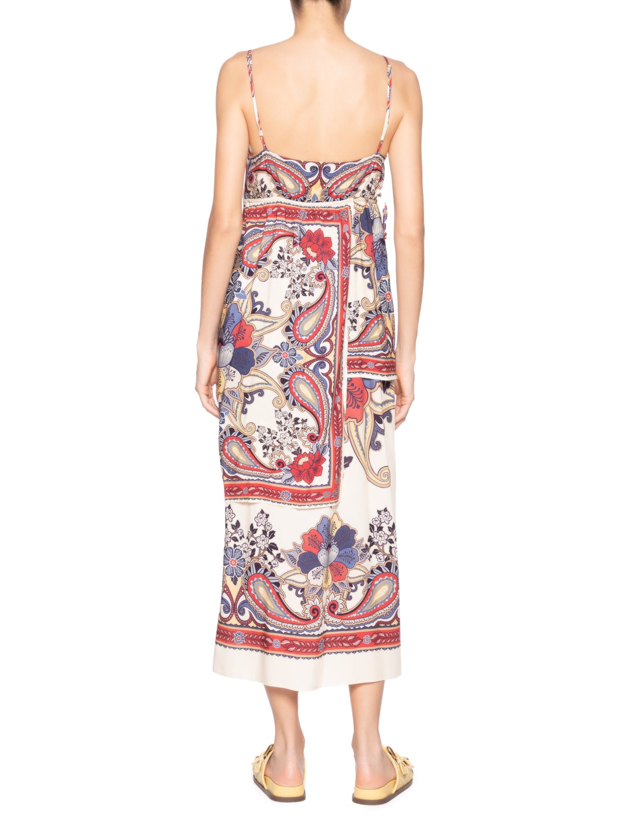 Vestido Midi Lenço Borboleta Retro Off White Farm