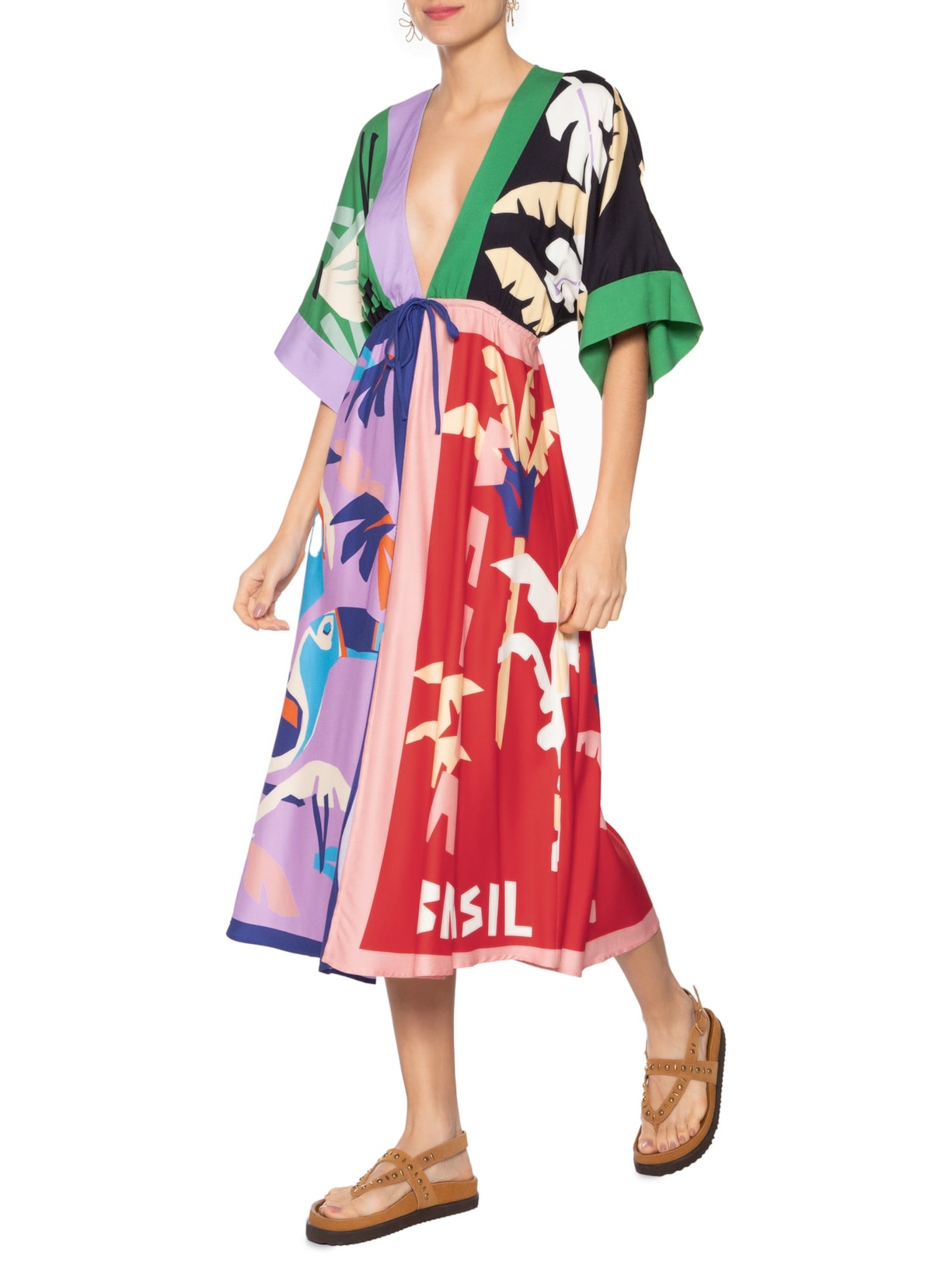 Vestido Midi Lenço Brasil Verde Farm