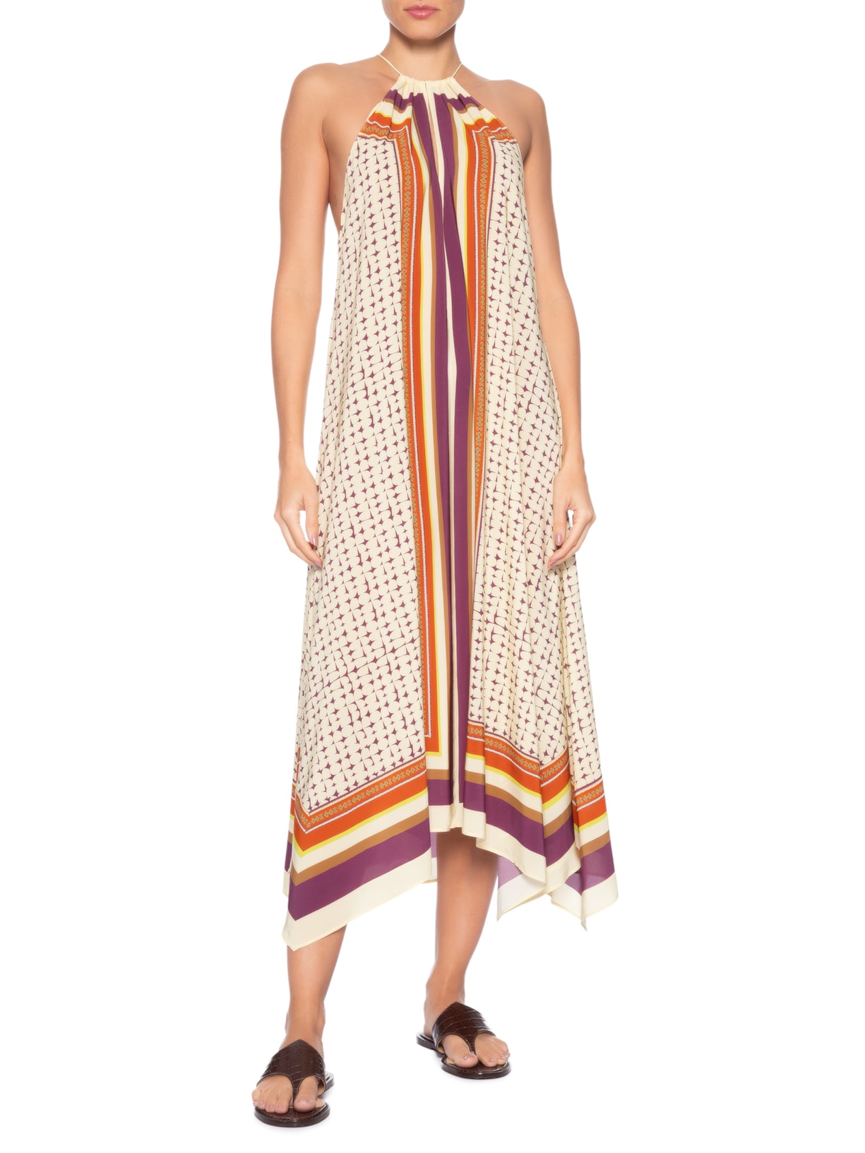 Vestido Midi Lenço Cobogo Bege Animale