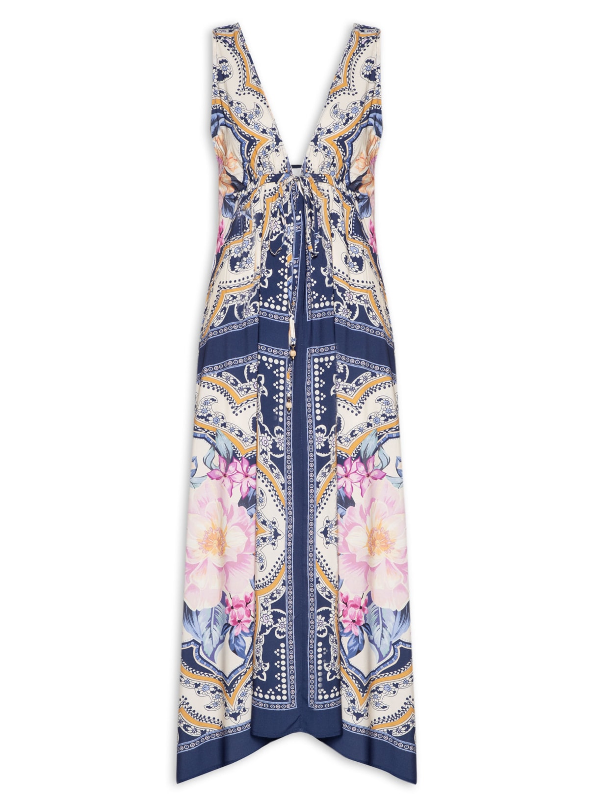 Vestido Midi Lenço De Inverno - Azul