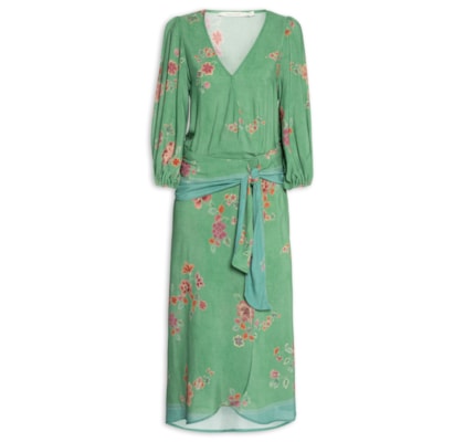 Vestido Midi Lenço Estampa Bliss - Verde