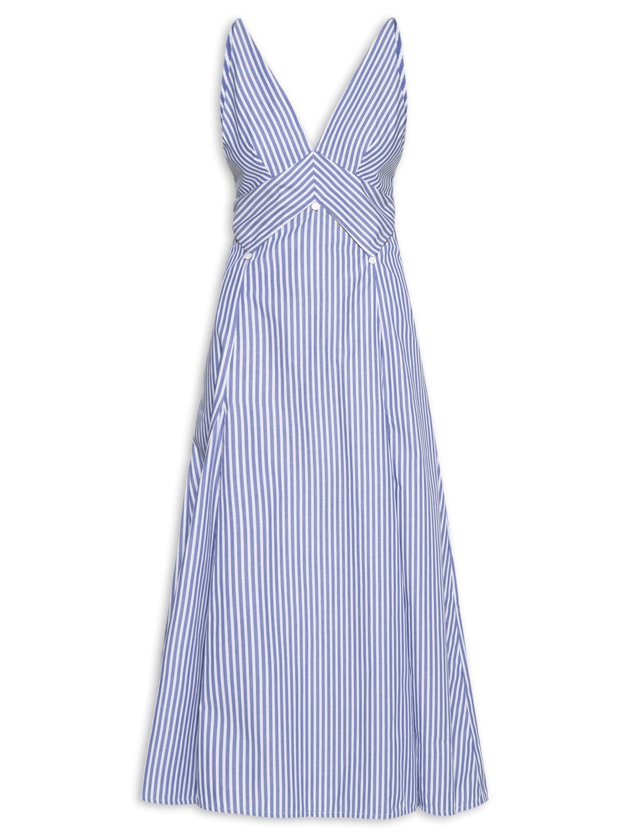 Vestido Midi Lenço Listras - Azul