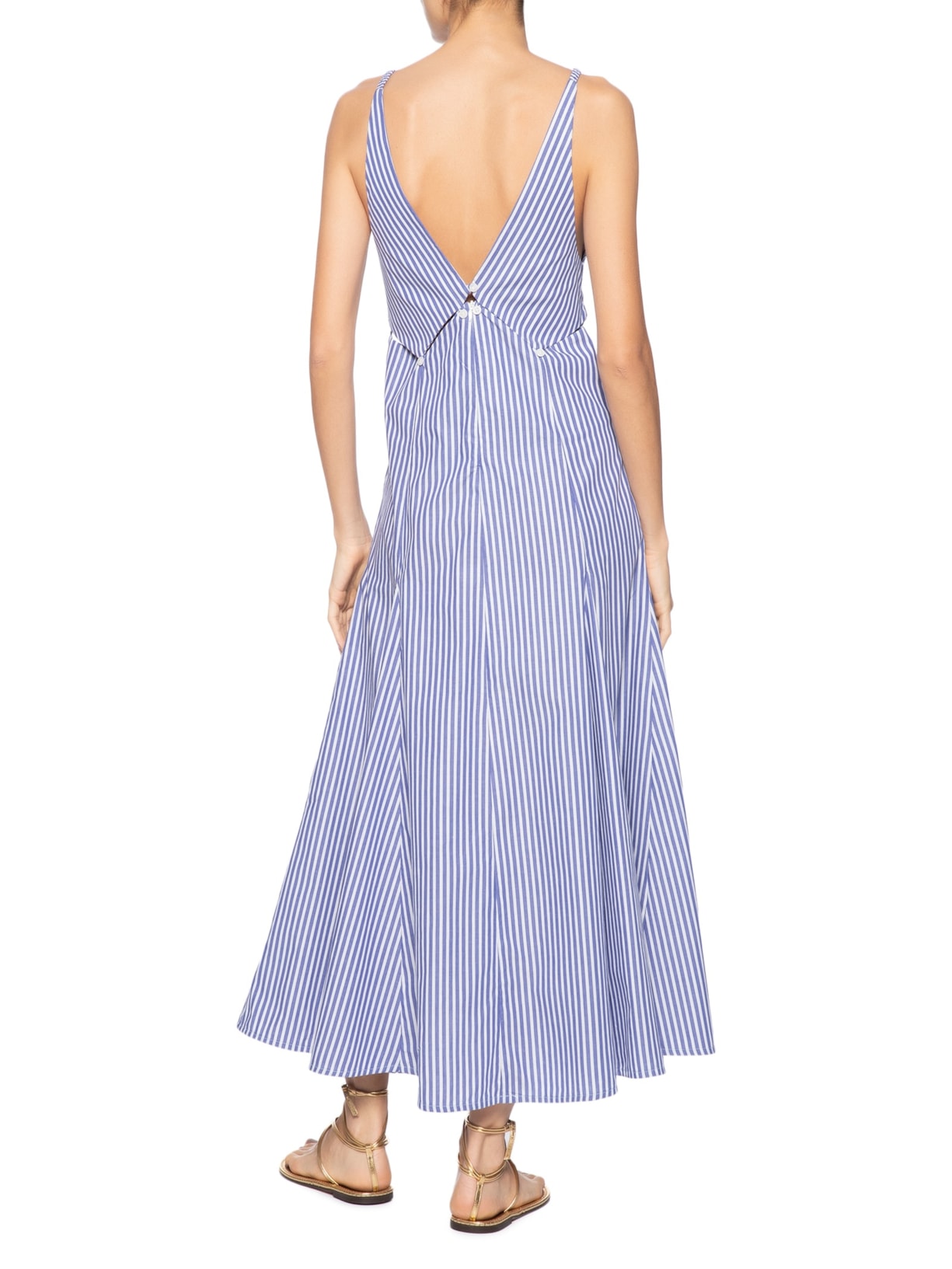 Vestido Midi Lenço Listras Azul Animale