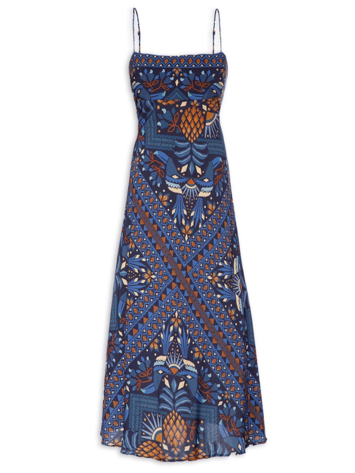 Vestido Midi Lenço Magia Tropical - Azul