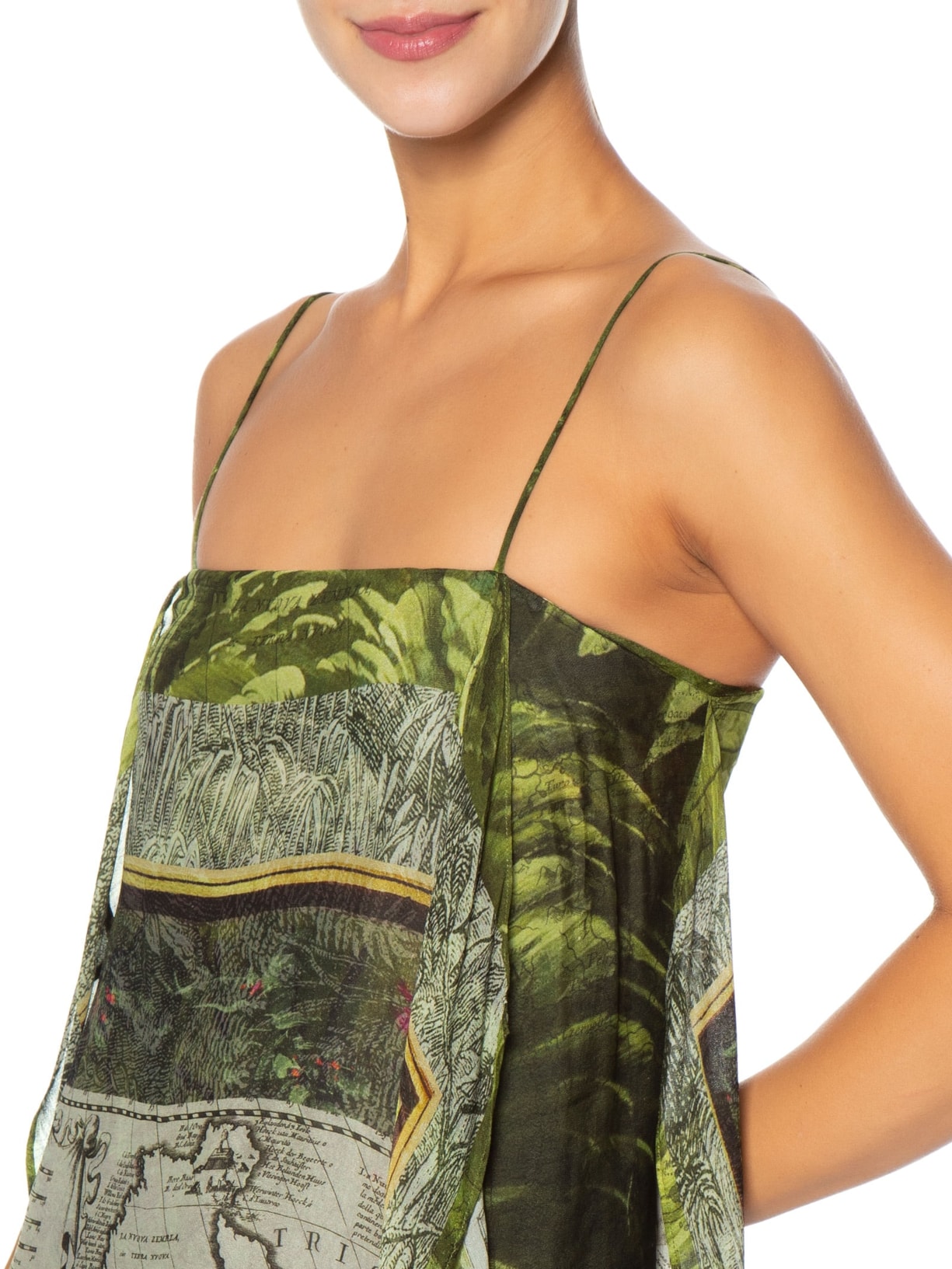 Vestido Midi Lenço Mapa Verde Animale