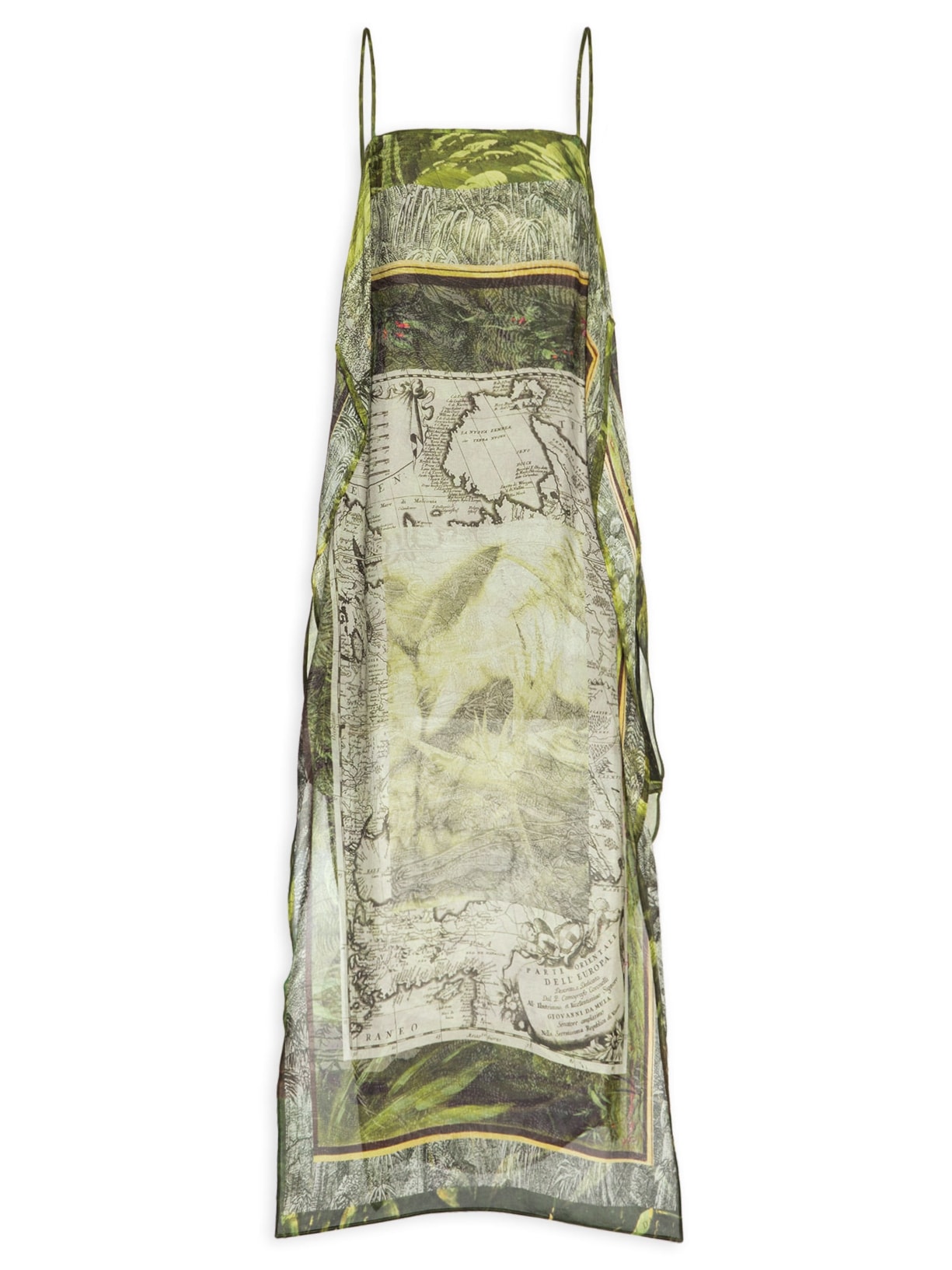 Vestido Midi Lenço Mapa Verde Animale