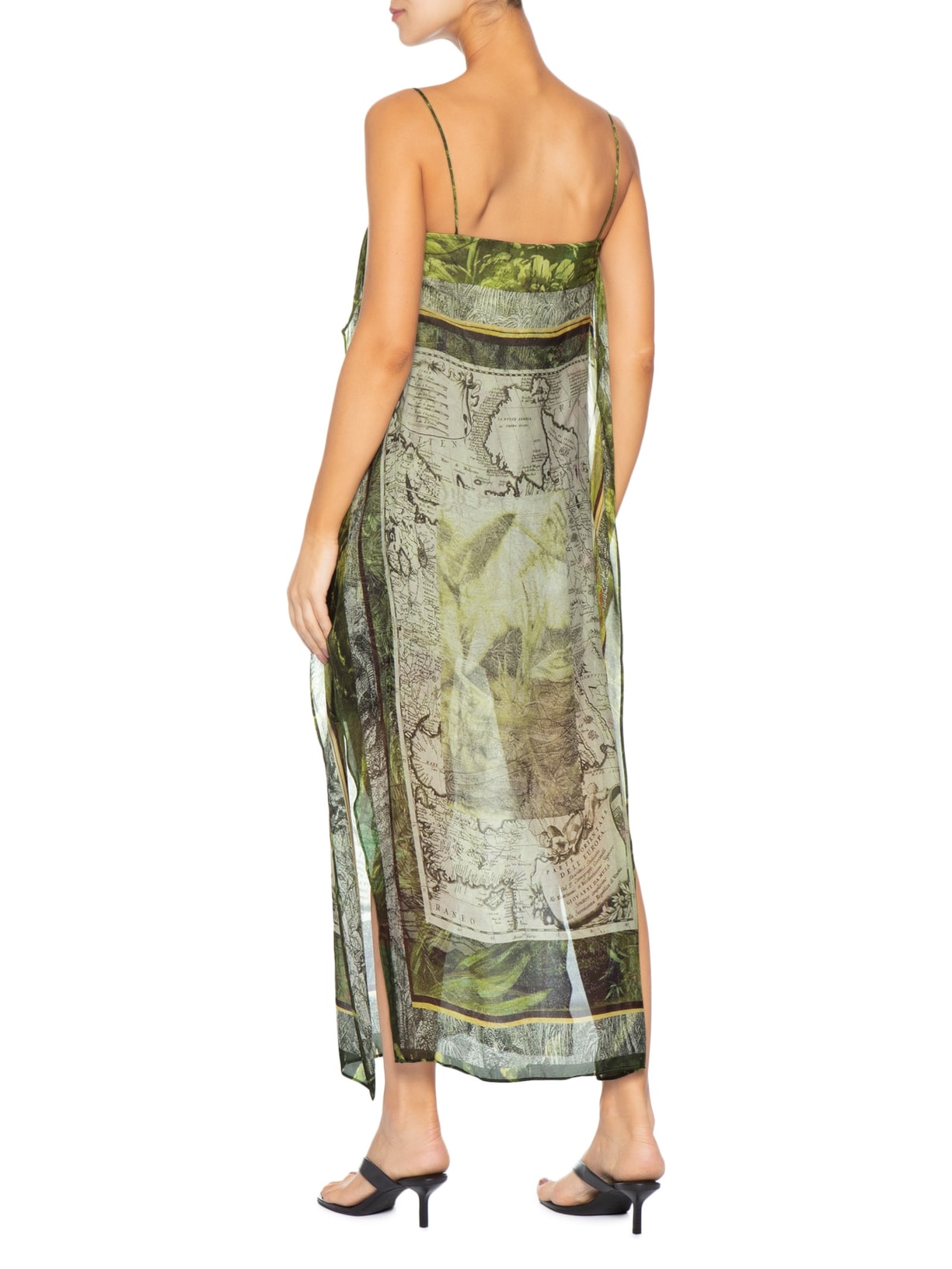 Vestido Midi Lenço Mapa Verde Animale