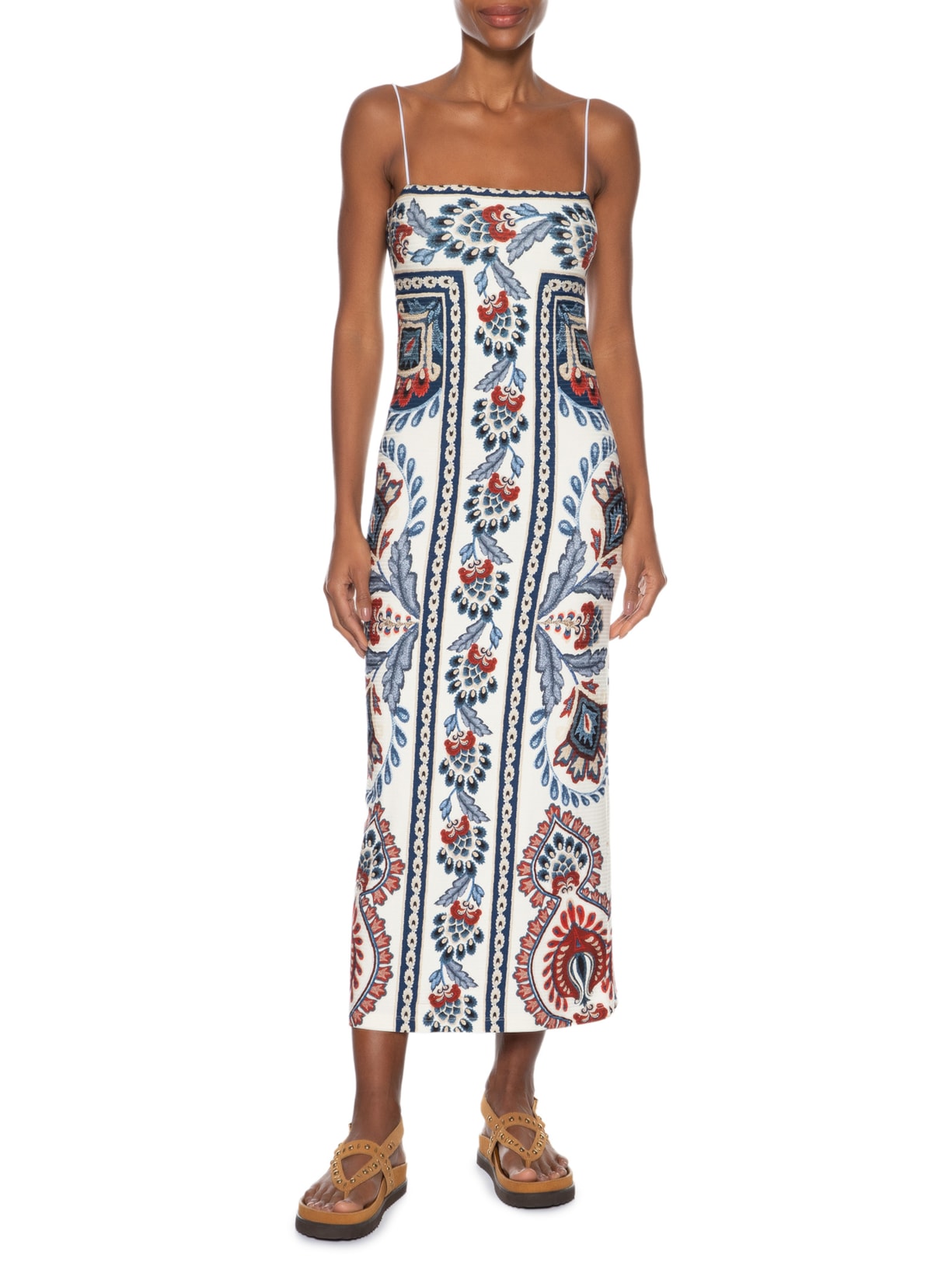 Vestido Midi Lenço Náutico Vermelho Farm