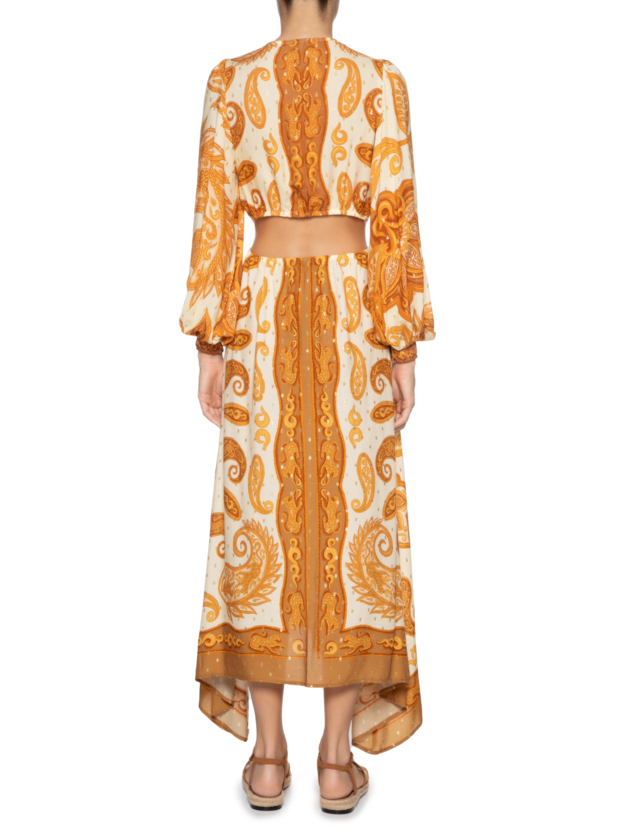 Vestido Midi Lenço Paisley Amarelo Farm