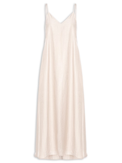 Vestido Midi Leve Alcinha - Bege