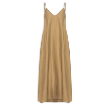 Vestido Midi Leve Alcinha - Bege