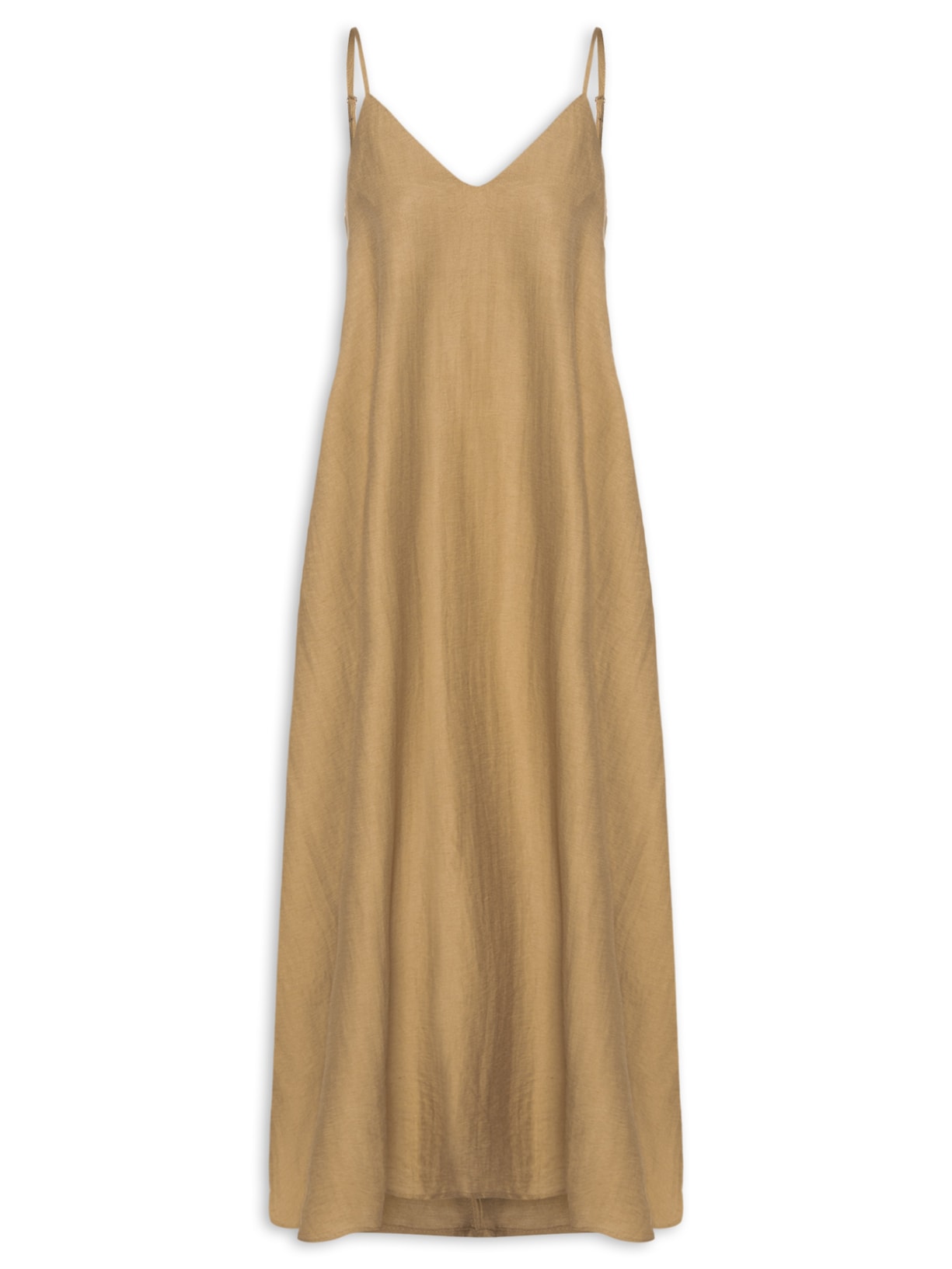 Vestido Midi Leve Alcinha - Bege