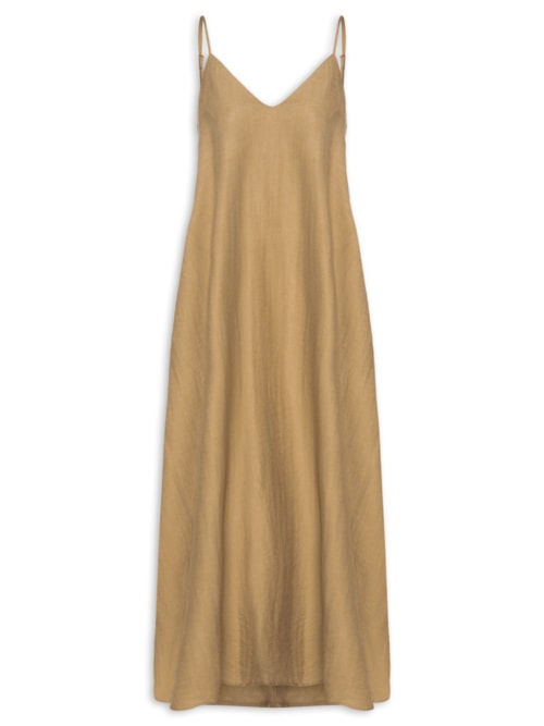 Vestido Midi Leve Alcinha - Bege
