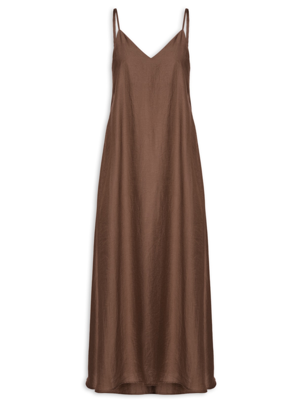 Vestido Midi Leve Alcinha - Marrom