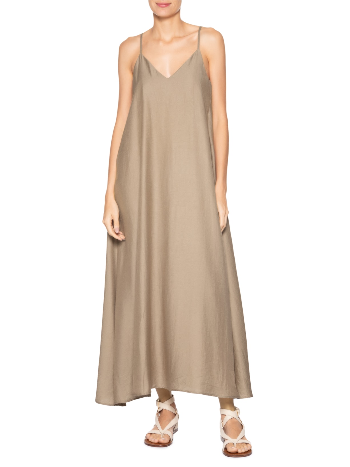 Vestido Midi Leve Alcinha Marrom Basiq