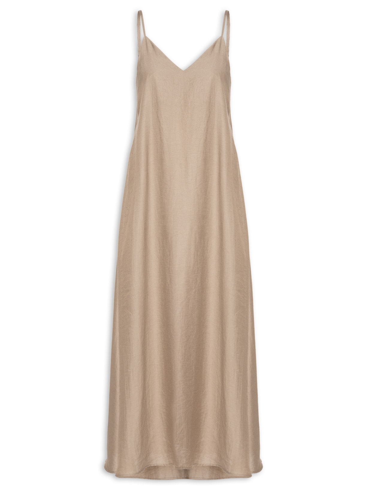 Vestido Midi Leve Alcinha - Marrom