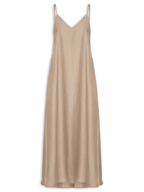 Vestido Midi Leve Alcinha - Marrom