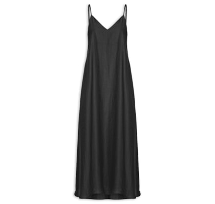 Vestido Midi Leve Alcinha - Preto