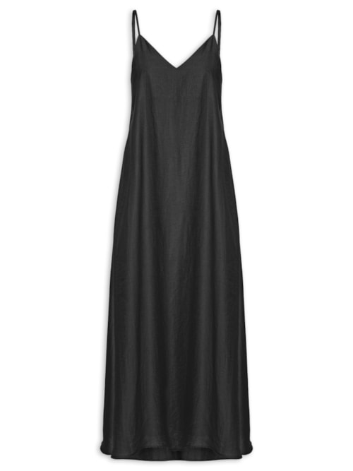 Vestido Midi Leve Alcinha - Preto