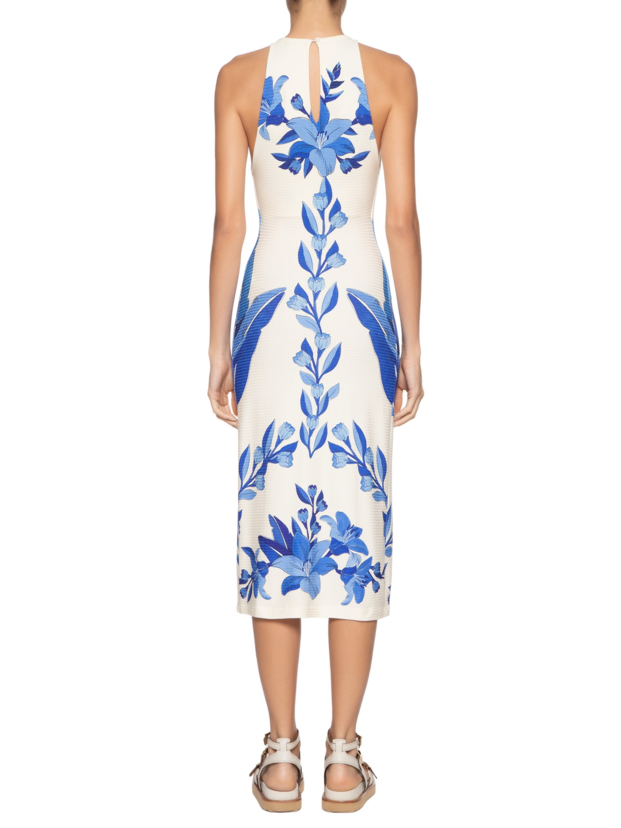Vestido Midi Leveza Tropical Bege Farm