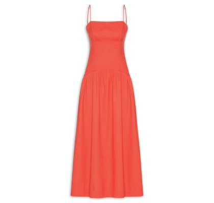 Vestido Midi Linho Corset - Vermelho
