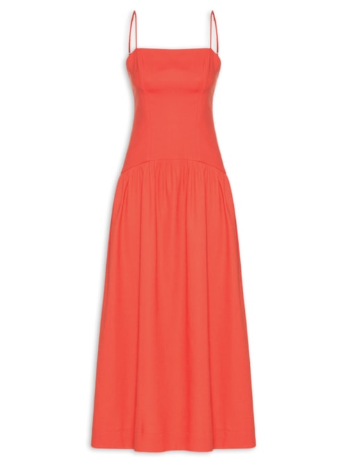 Vestido Midi Linho Corset - Vermelho