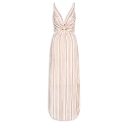 Vestido Midi Linho Estampa Jazzy - Bege