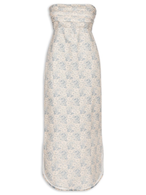 Vestido Midi Linho Estampa Melissa - Azul