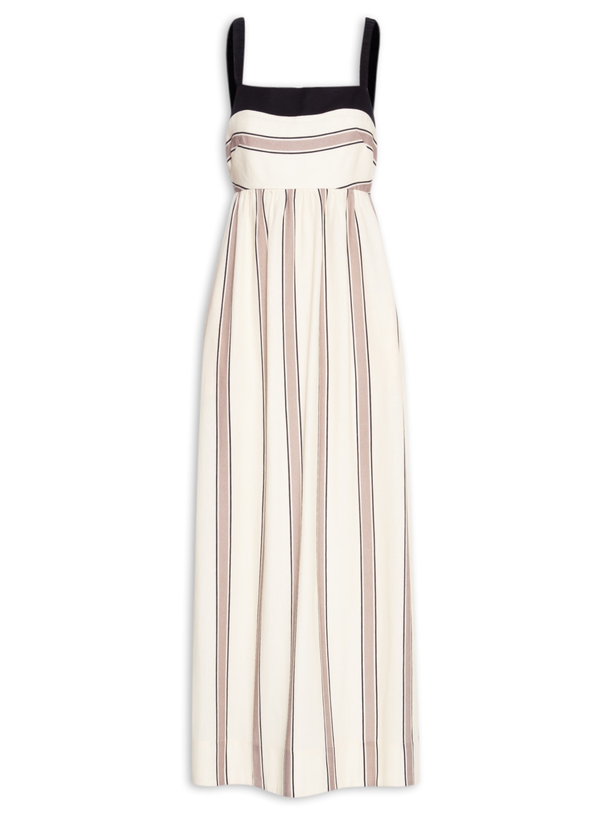 Vestido Midi Linho Estampa Parque - Bege