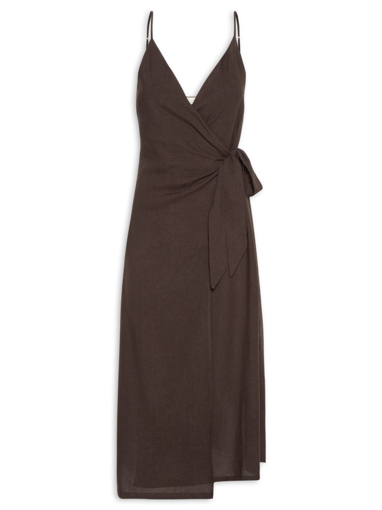Vestido Midi Linho - Marrom
