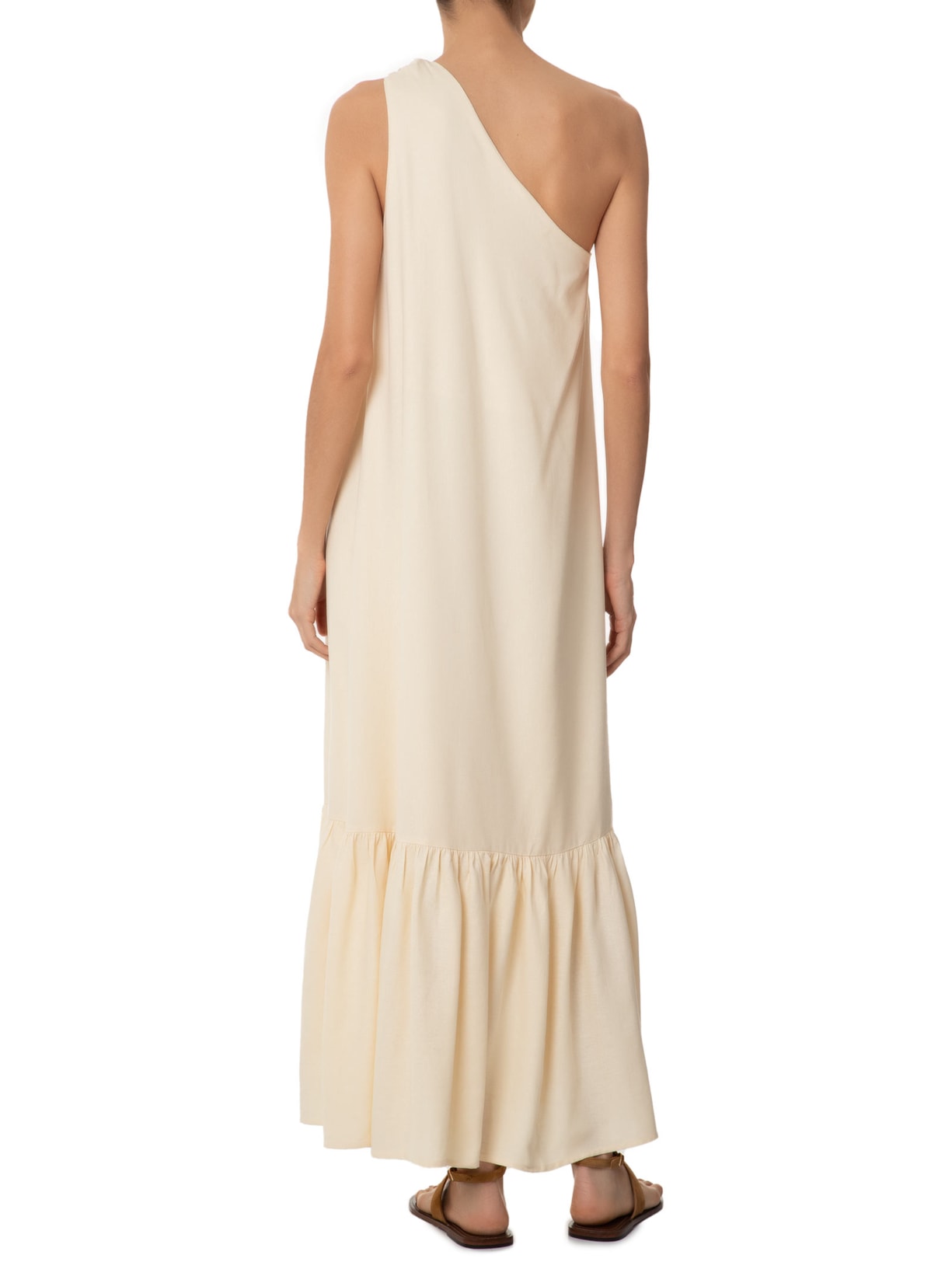 Vestido Midi Linho Ombro Só Bege Dress To