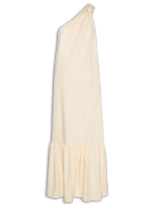 Vestido Midi Linho Ombro Só - Bege