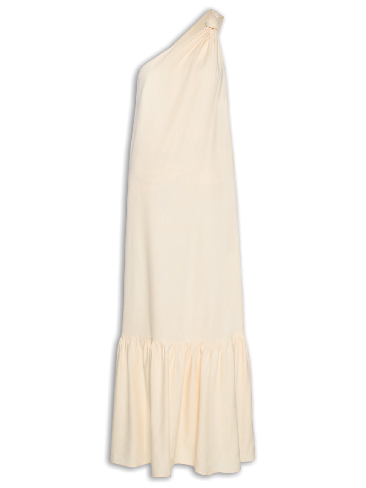 Vestido Midi Linho Ombro Só - Bege