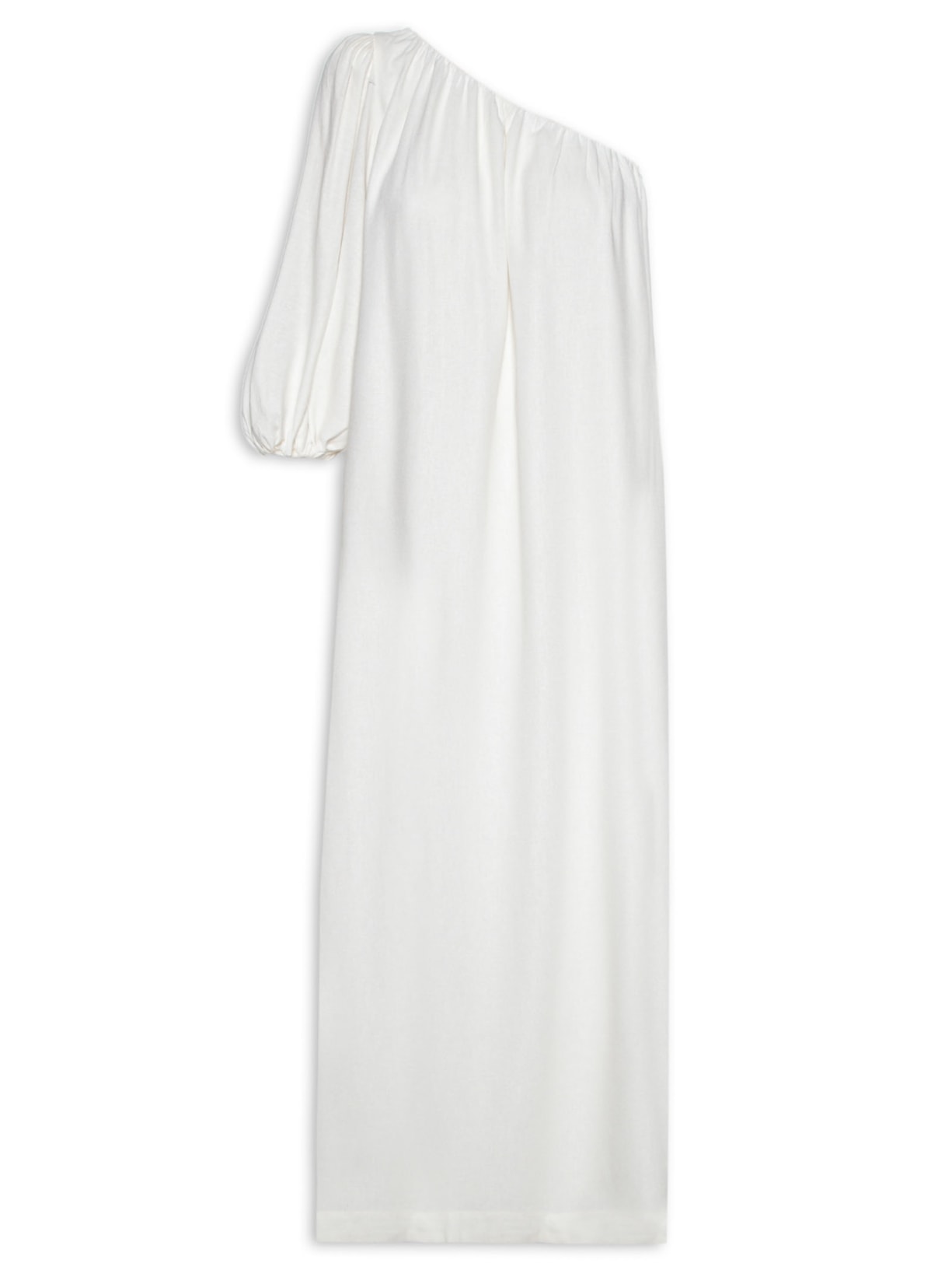 Vestido Midi Linho Ombro Só - Branco