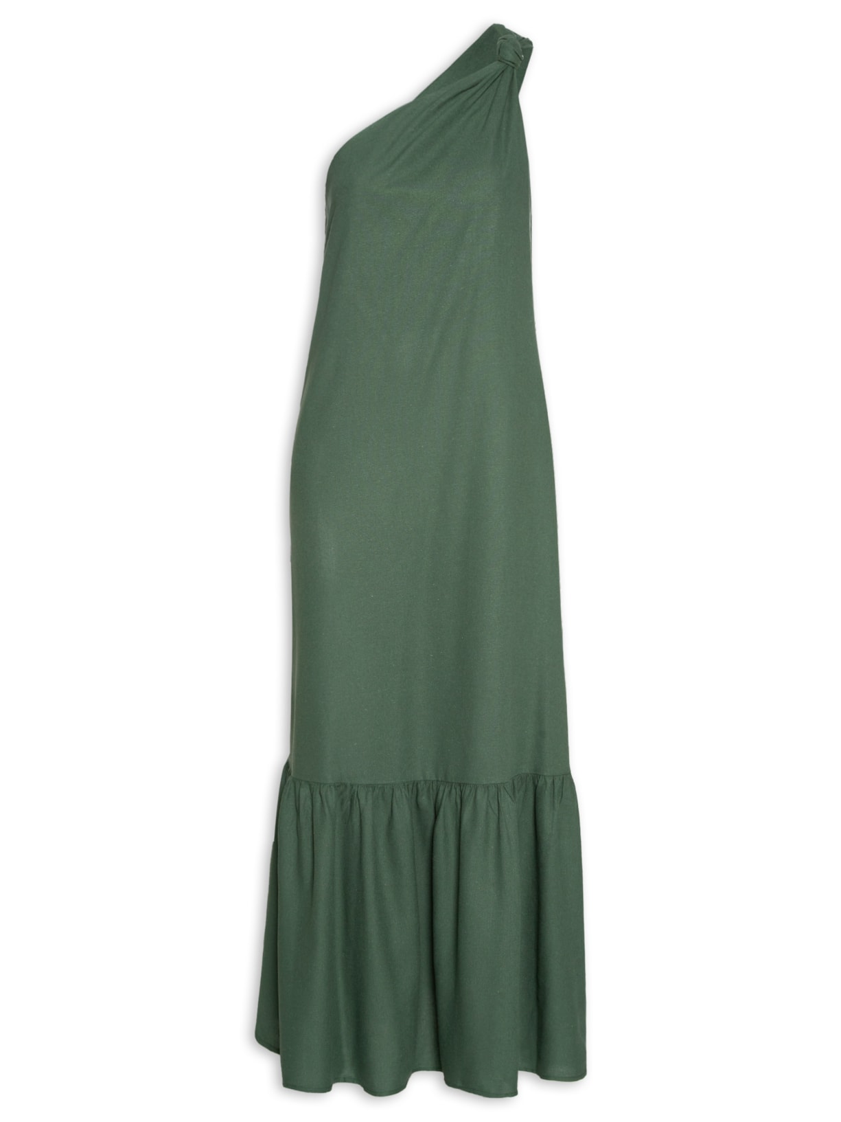 Vestido Midi Linho Ombro Só - Verde