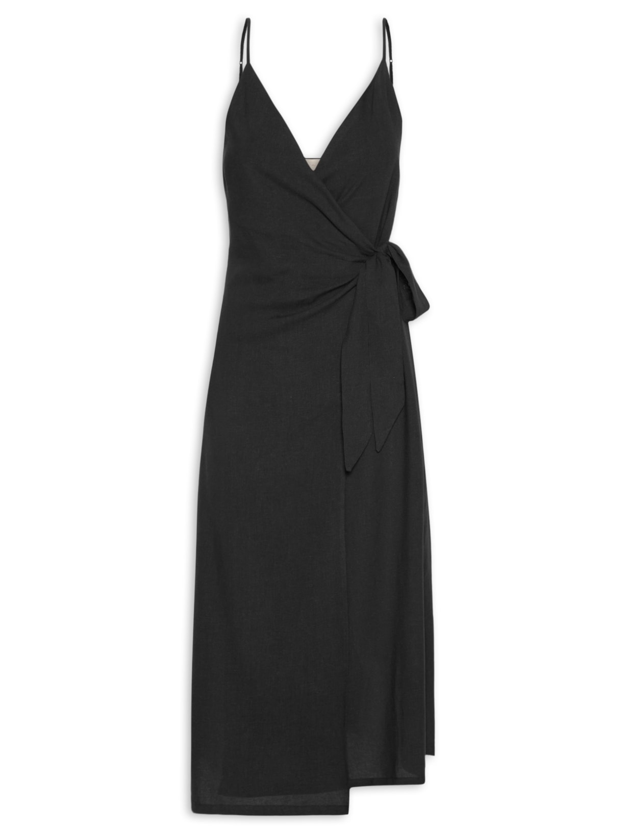 Vestido Midi Linho - Preto