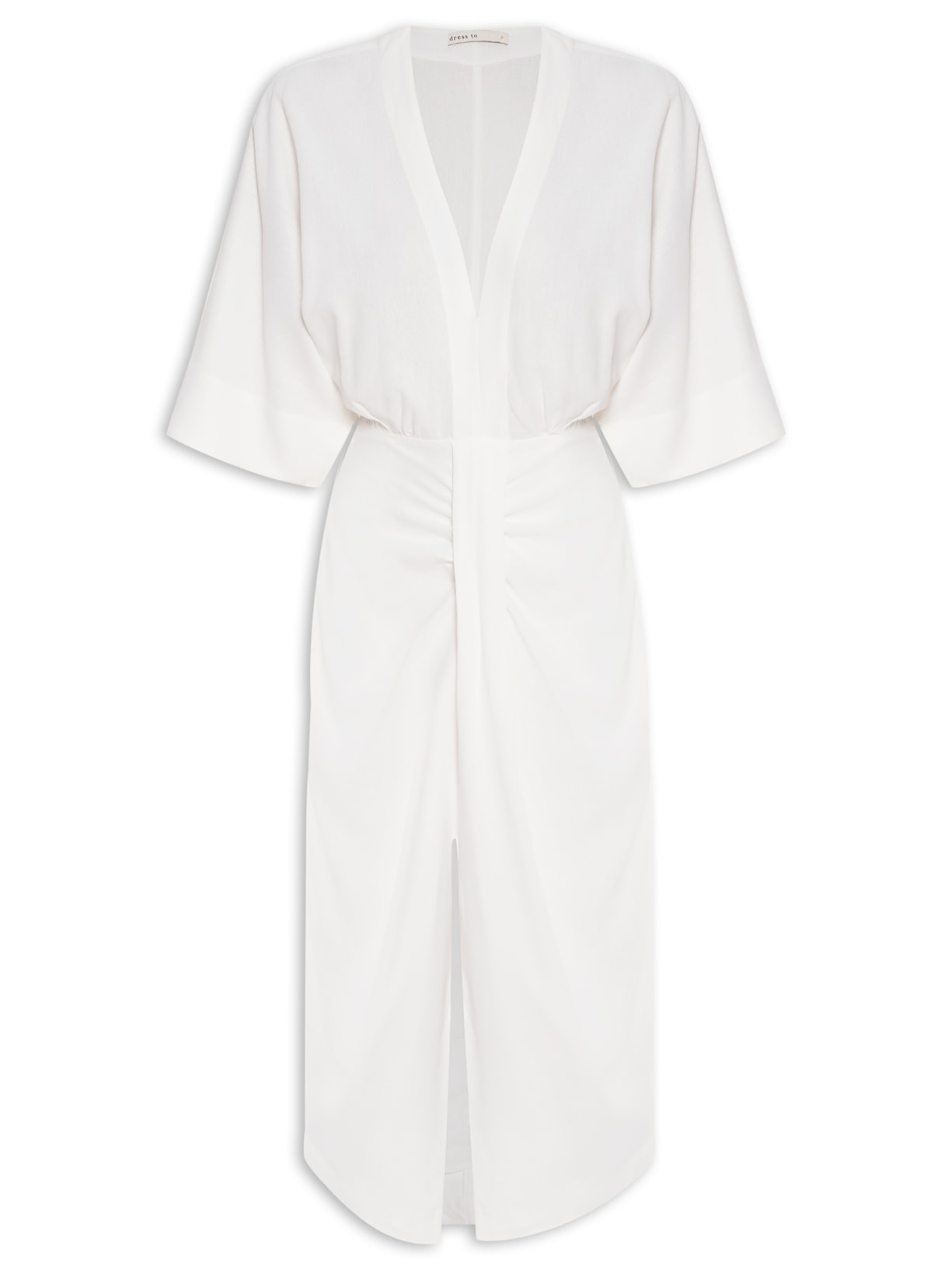 Vestido Midi Linho Saia Pregas - Off White