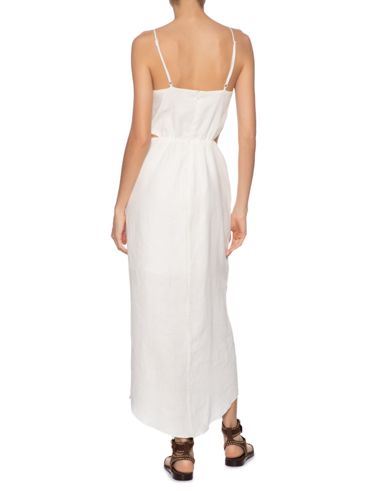 Vestido Midi Linho Transpasse Metal Branco Maria Filó