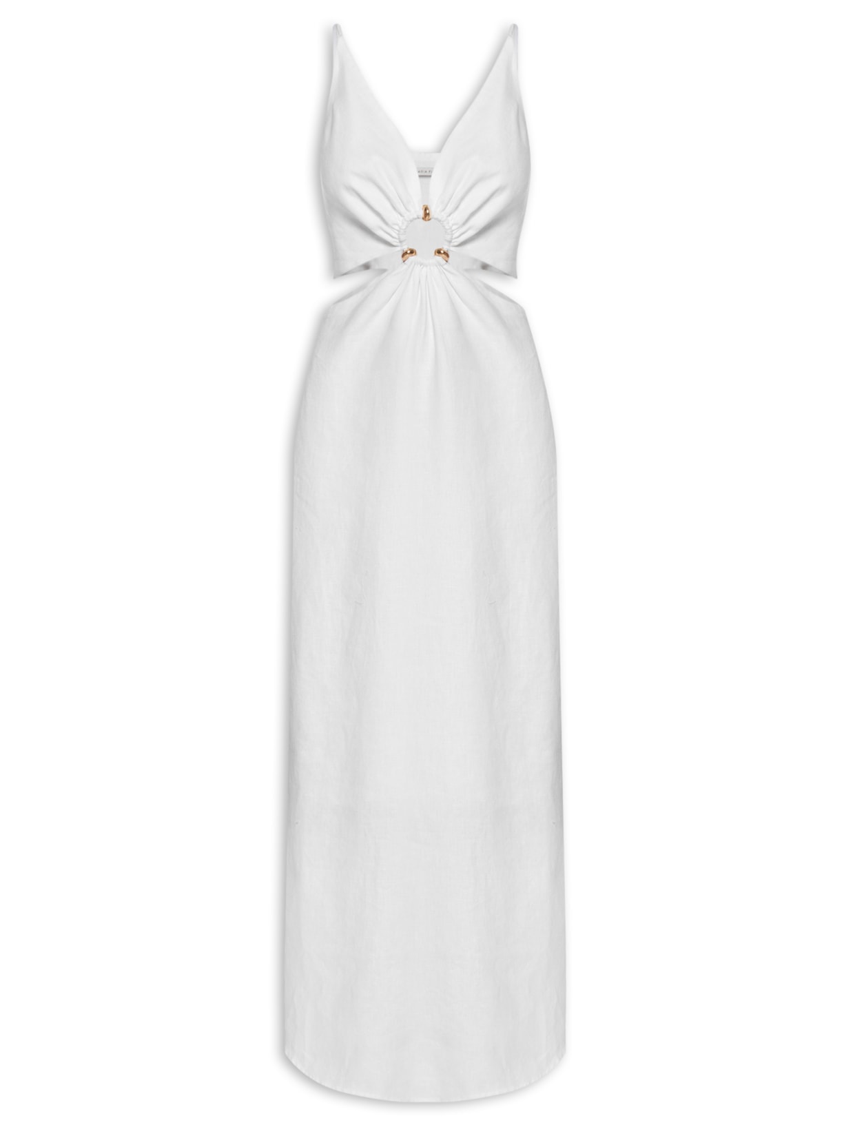 Vestido Midi Linho Vazado - Branco