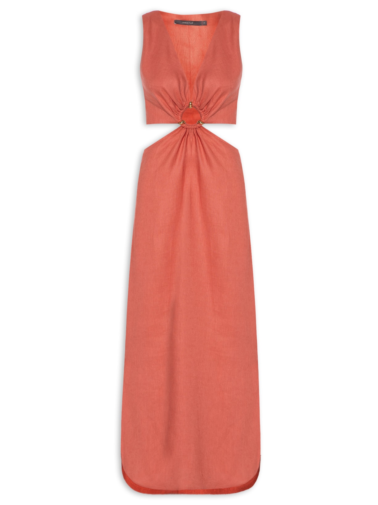 Vestido Midi Linho Vazado - Laranja